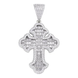 Moissanite Bagutte Diamond Cross Silver Pendant