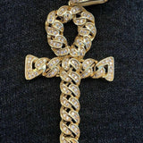 Excellent Ankh Cuban Link Cross Moissanite Pendant