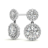 Round Brilliant Cut Moissanite Floral Halo Earrings