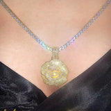 Rose Flower Silver Moissanite Men's Pendant