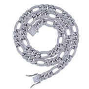 925 Sterling Silver Figaro Link Moissanite Chain