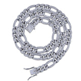 925 Sterling Silver Figaro Link Moissanite Chain
