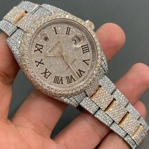 Datejust Full Iced Out Dual Tone Moissanite Watch