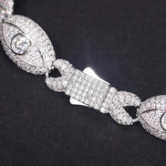 925 Sterling Silver Iced Out Eye Infinity Link Bracelet