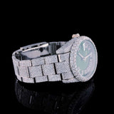 Full Iced Out Green Dial Moissanite Wrist Watch