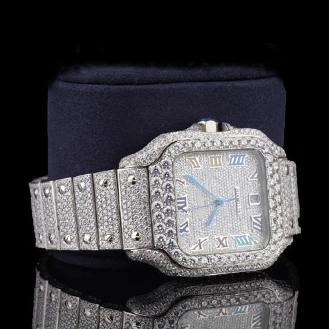 Rainbow Colored Roman Numeric VVS1 Moissanite Watch
