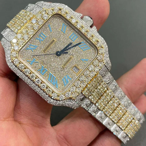 Moissanite Iced Out Wrist Watch For Men's