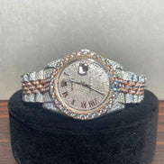 Roman Dial Datejust Dual Tone D Color Moissanite Watch