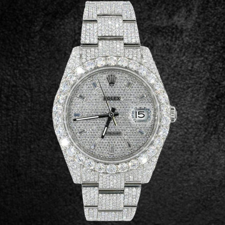 Stylish Fully Iced Out Date Just Moissanite Wrist Watch