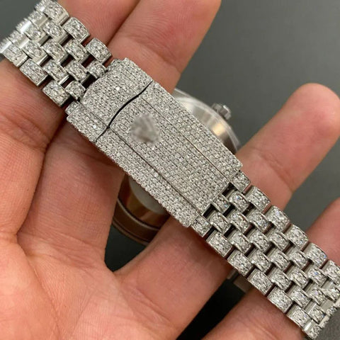 Blue Stick Datejust Iced Out Moissanite Watch