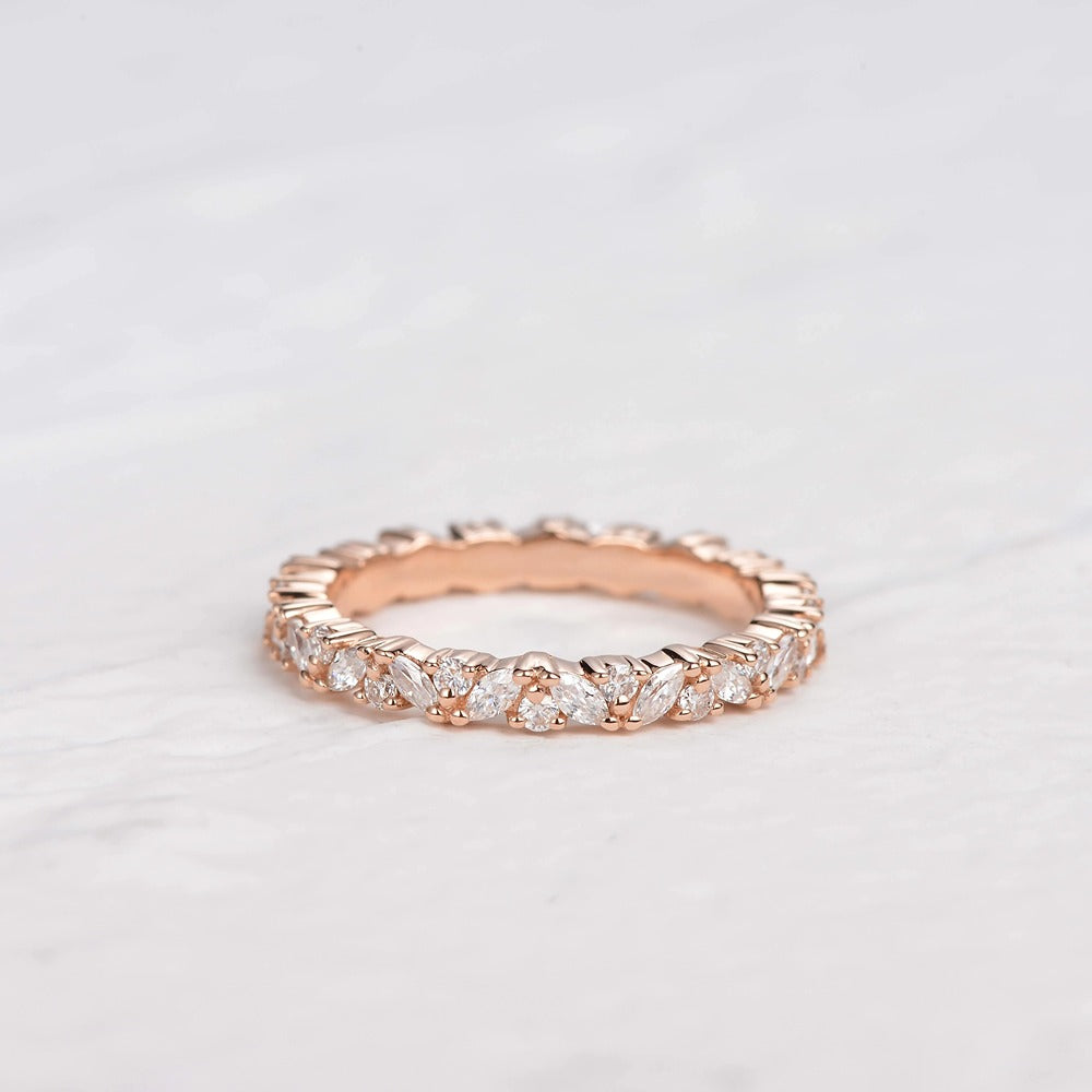 Full Eternity Marquise And Round Cut Moissanite Band