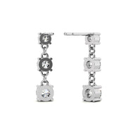 Classic Triple Moissanite Drop Earrings in White Gold