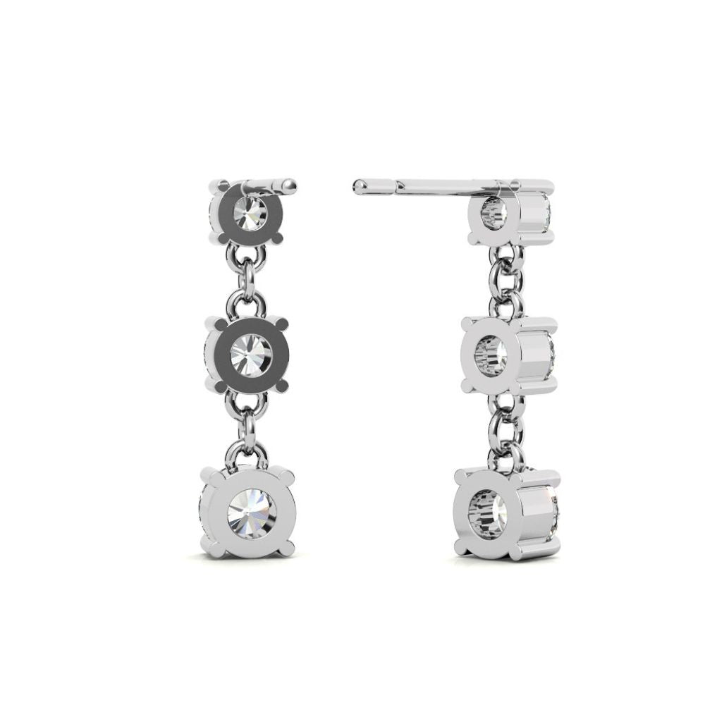 Classic Triple Moissanite Drop Earrings in White Gold