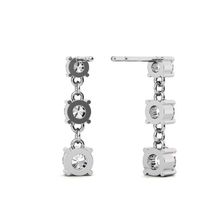 Classic Triple Moissanite Drop Earrings in White Gold