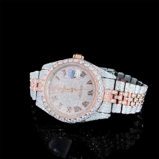 Dual Tone Datejust Moissanite Diamond Luxury Hip Hop Watch