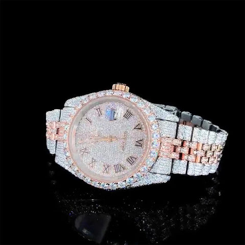 Dual Tone Datejust Moissanite Diamond Luxury Hip Hop Watch