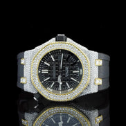 Black Rubber Strap Moissanite Diamond Watch