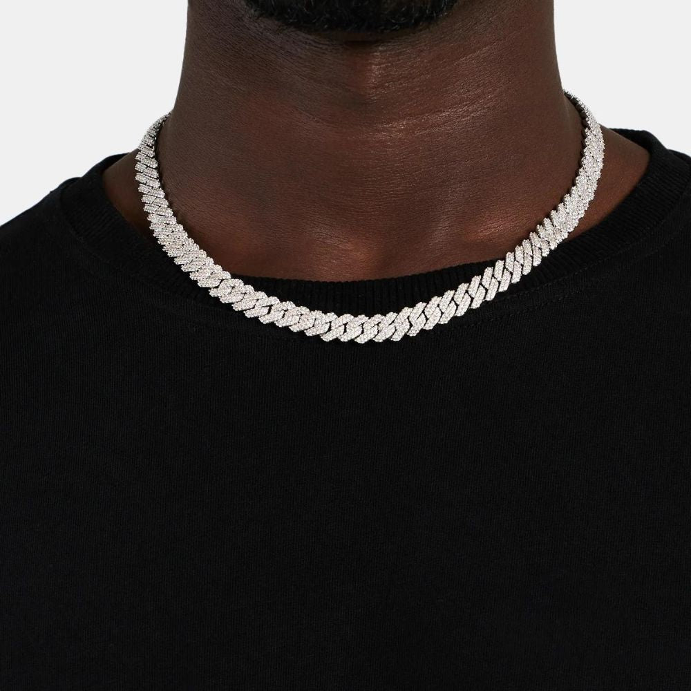 Round Cut D Color Moissanite Diamond Cuban Chain For Men's