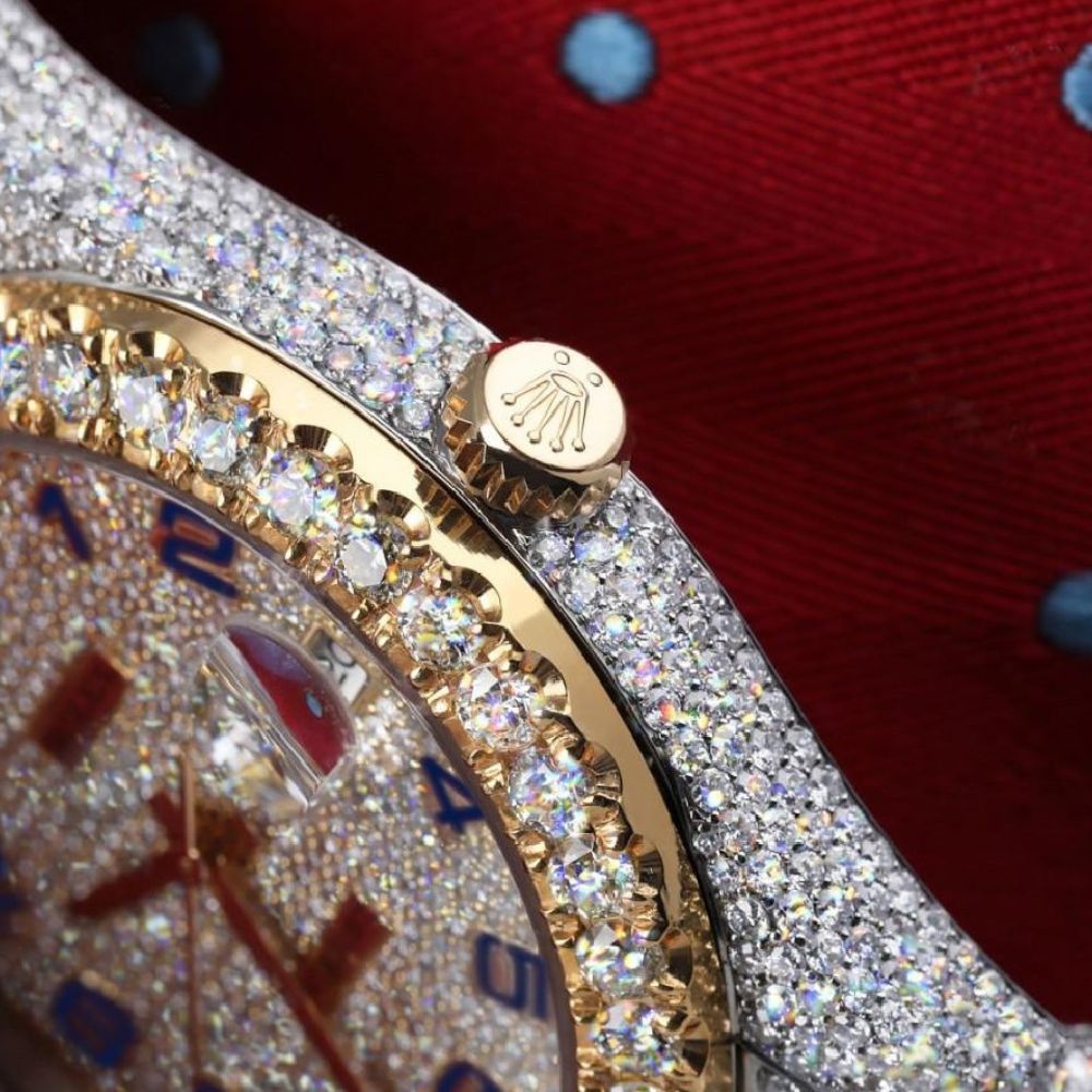Handmade Iced Out Dual Tone Moissanite Luxury Watch