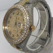 Dual Tone Round And Baguette Moissanite Wrist Watch