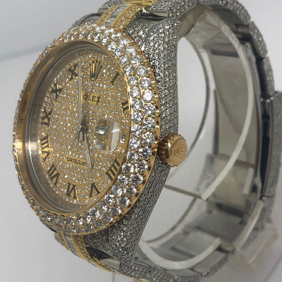Dual Tone Round And Baguette Moissanite Wrist Watch