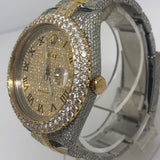 Dual Tone Round And Baguette Moissanite Wrist Watch