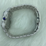 Blue Dial Fully Iced Out Moissanite Watch For Men's