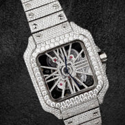 Iced Out Moissanite Diamond Skeleton Watch For Men's