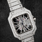 Iced Out Moissanite Diamond Skeleton Watch For Men's