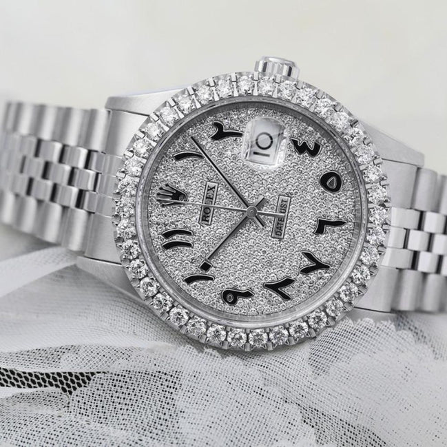 Arabic Number Date Just Automatic Moissanite Watch