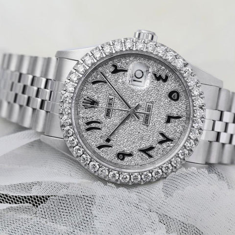 Arabic Number Date Just Automatic Moissanite Watch