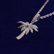 Palm Tree 925 Sterling Silver Moissanite Diamond Pendant