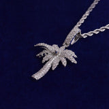 Palm Tree 925 Sterling Silver Moissanite Diamond Pendant