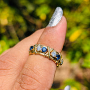 Round Cut Full Eternity Ring Blue Lab Grown Diamond Wedding Band