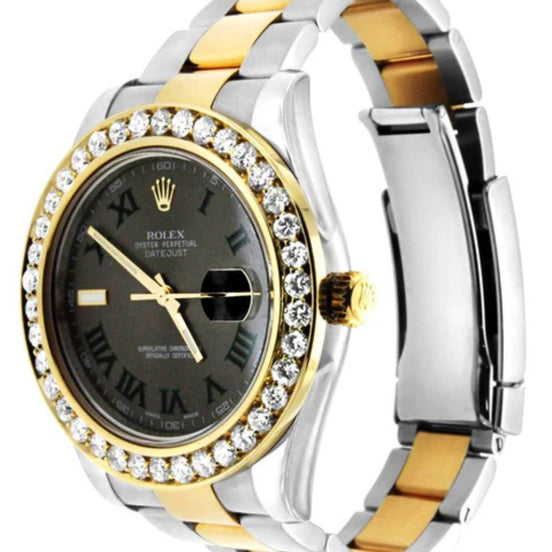 Dual Tone Moissanite Bezel Date Just Men's Watch