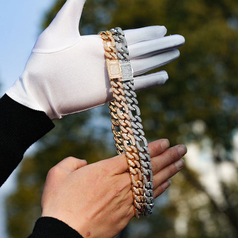 Figaro Link Buss Down Hip Hop Moissanite Chain
