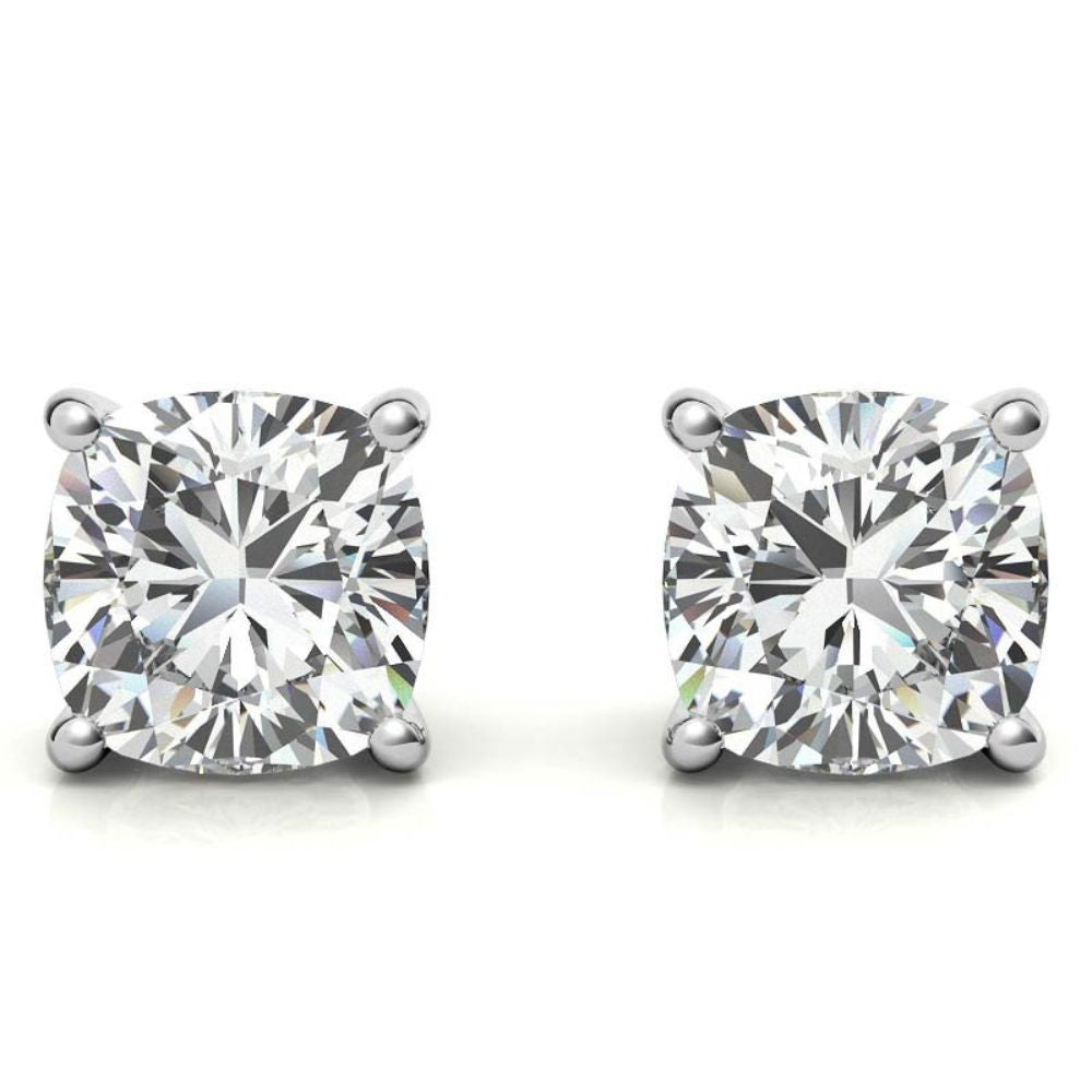 Cushion Cut Moissanite Push Lock Earrings