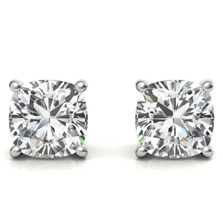 Cushion Cut Moissanite Push Lock Earrings