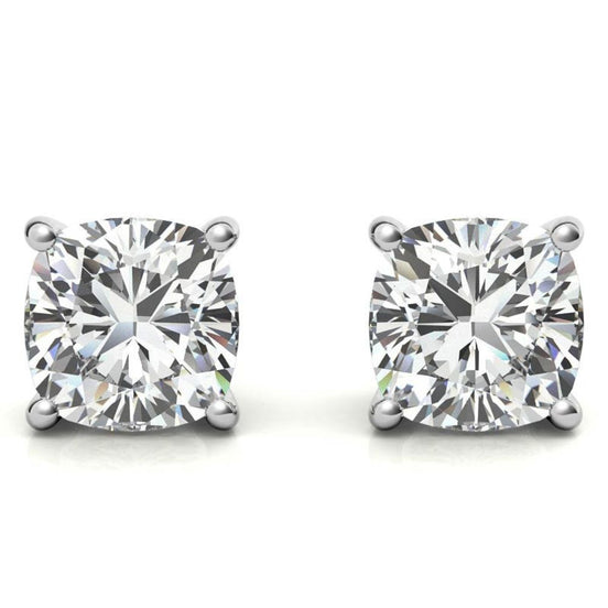 Cushion Cut Moissanite Push Lock Earrings