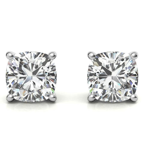 Cushion Cut Moissanite Push Lock Earrings