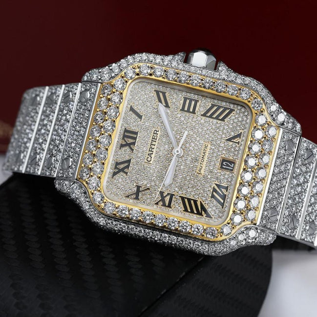 Dual Tone Moissanite Luxury Watch For Men's