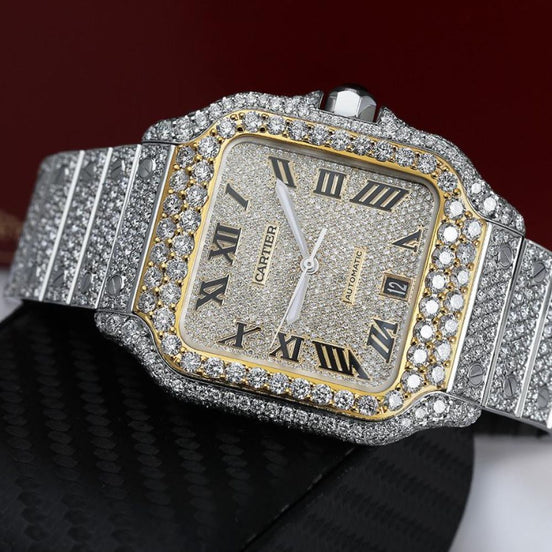 Dual Tone Moissanite Luxury Watch For Men's