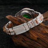 Round & Baguette Dual Tone Moissanite Wrist Watch