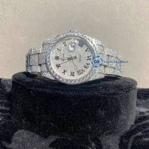 Fully Iced Out Datejust VVS1 Moissanite luxury Watch