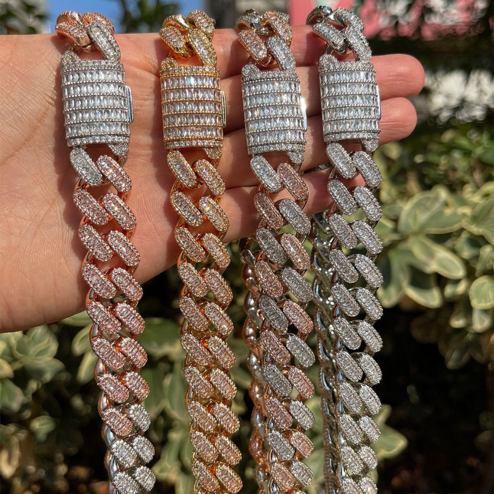 Bubble Letter Baguette Cut Moissanite Chain