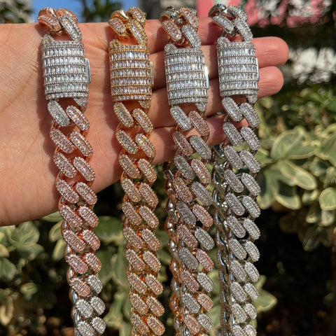 Bubble Letter Baguette Cut Moissanite Chain