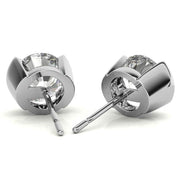Half Bezel Round Cut Moissanite Dainty Earrings