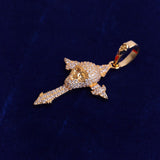Moissanite Diamond Skull Cross Blinged Out  Necklace