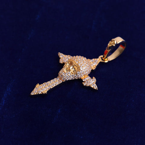 Moissanite Diamond Skull Cross Blinged Out  Necklace