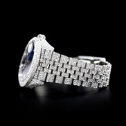 VVS1 Moissanite Datejust Blue Dial Fully Iced Out Luxury Watch